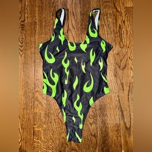 Black fire bodysuit/swimsuit